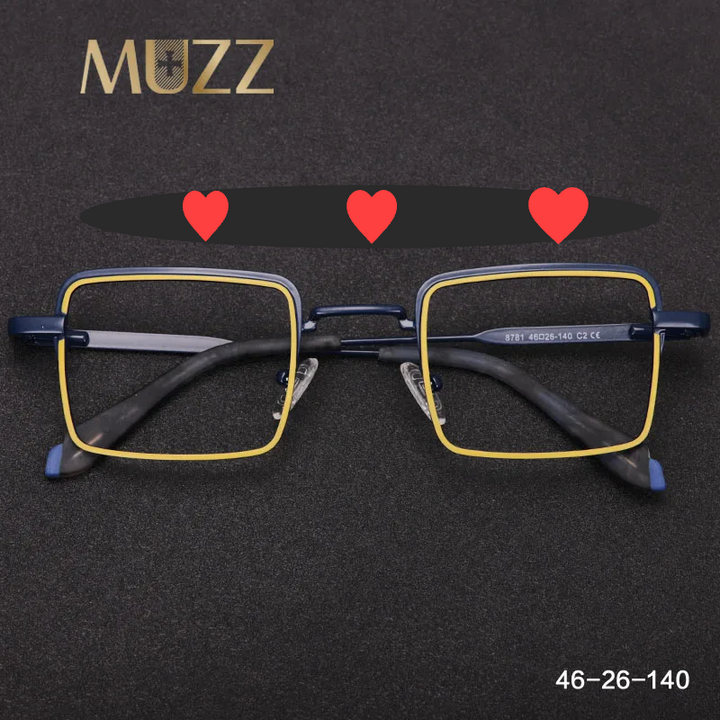 Muzz Unisex Full Rim Square Acetate Titanium Eyeglasses 87814