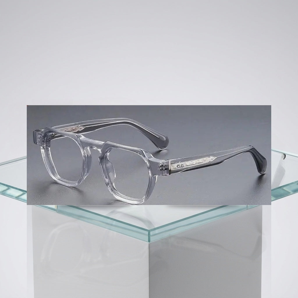Vicky Men's Full Rim Big Flat Top Oval Acetate Alloy Reading Glasses 755009 - Luxury Studio View
