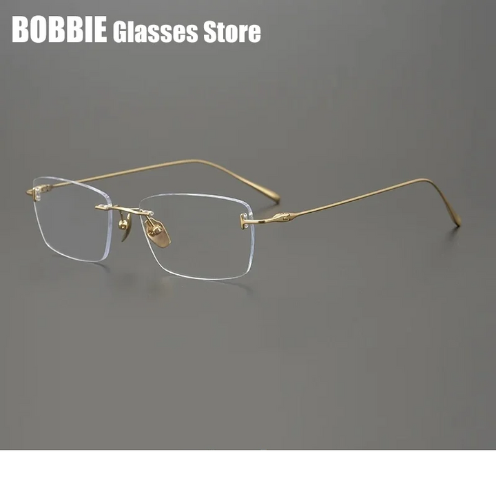Bobbie Unisex Rimless Polygon Square Titanium Eyeglasses 335418