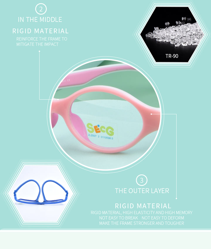 Secg Unisex Childrens Full Rim Round Tr 90 Silicone Eyeglasses 19013 — view 2 | Secg at FuzWeb
