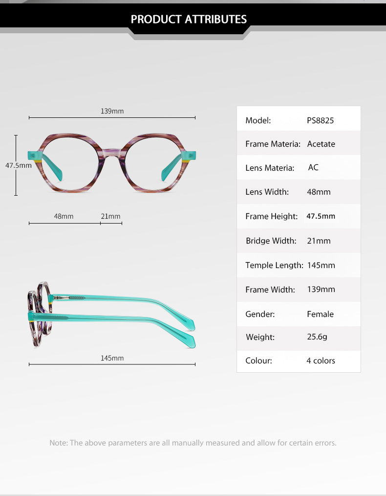Gmei Womens Full Rim Polygon Acetate Eyegasses 8825 — view 2 | Gmei Optical at FuzWeb