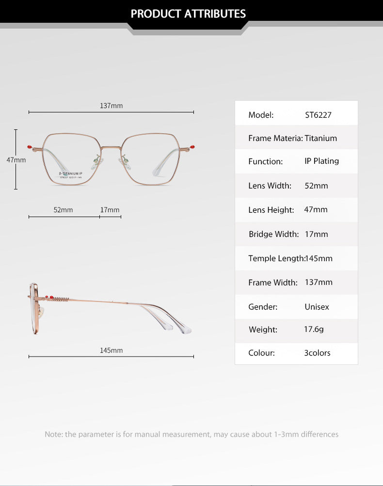 Reven Jate Womens Full Rim Flat Top Polygon Titanium Eyeglasses 6227 — view 2 | Reven Jate at FuzWeb