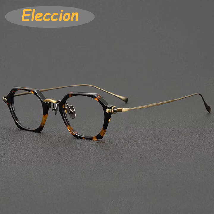 Eleccion Unisex Full Rim Polygon Acetate Titanium Eyeglasses 945502