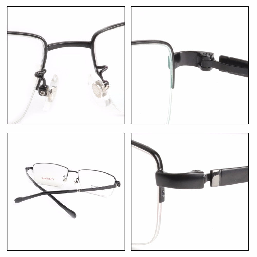 Chashma Ottica Semi Rim Oversized Square Titanium Eyeglasses 8911.