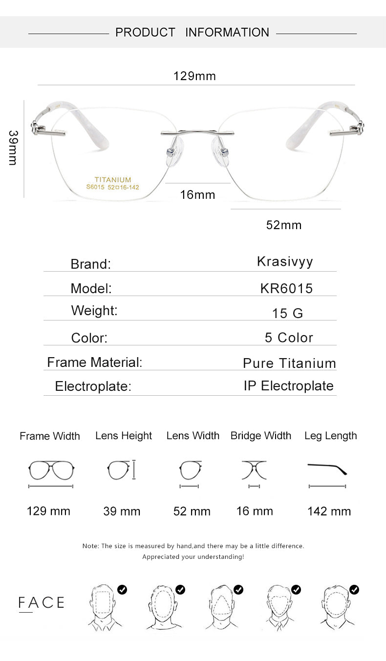 Krasivyy Womens Rimless Polygon Oval Titanium Eyeglasses 36015 — view 2 | Krasivyy at FuzWeb