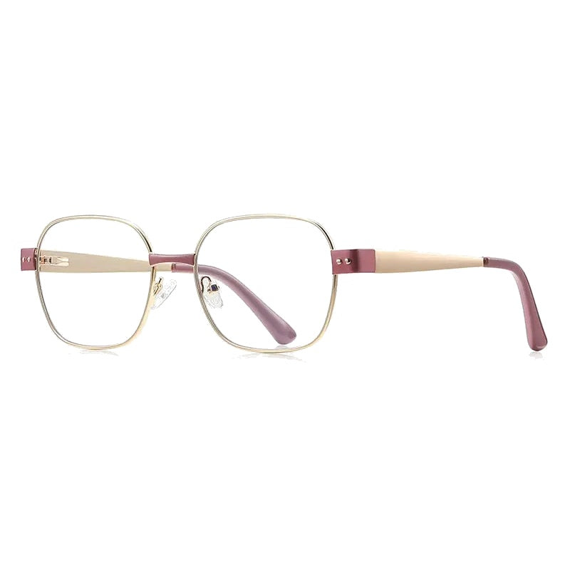 Vicky Women's Full Rim Flat Top Polygonal Alloy Reading Glasses 513172.