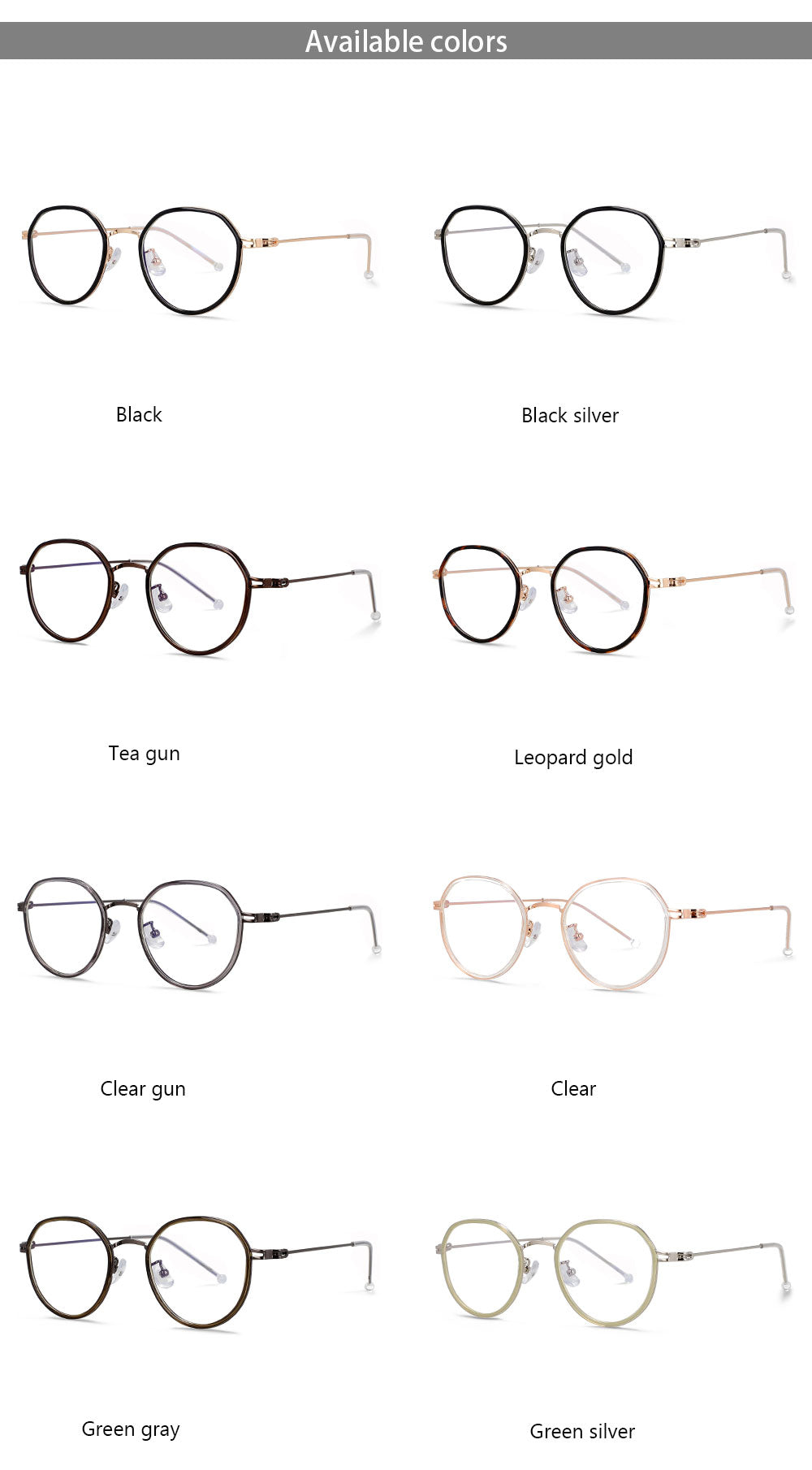 CCspace Unisex Full Rim Irregular Round Tr 90 Titanium Eyeglasses 53262.