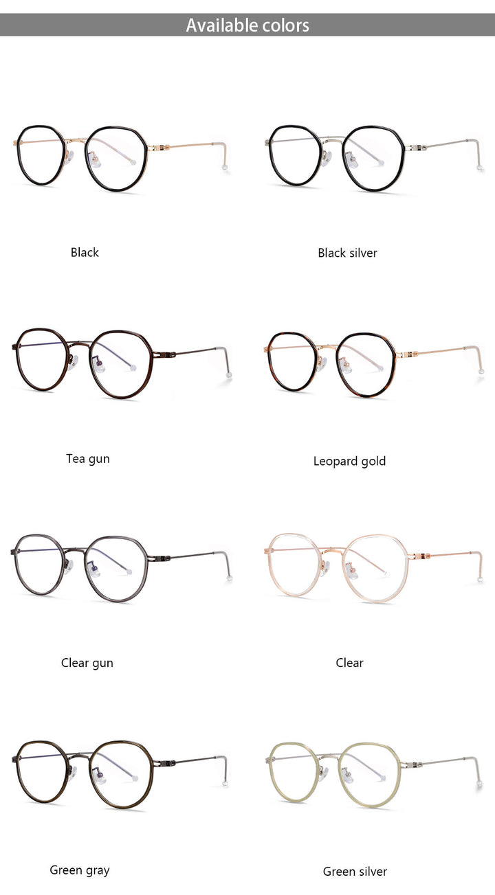 CCspace Unisex Full Rim Irregular Round Tr 90 Titanium Eyeglasses 53262.