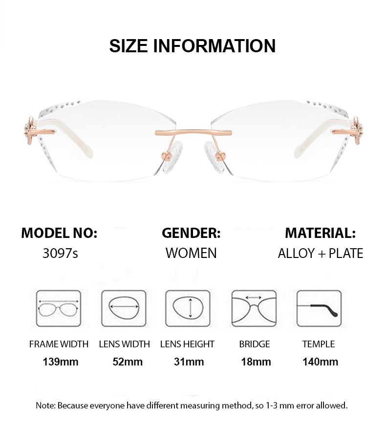 Summer Flower Womens Rimless Oval Square Titanium Eyeglasses 90375 — view 1 | Summer Flower at FuzWeb