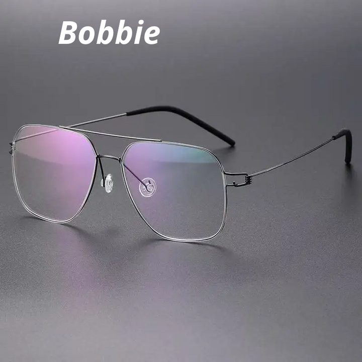 Bobble Unisex Full Rim Square Double Bridge Titanium Eyeglasses 821097