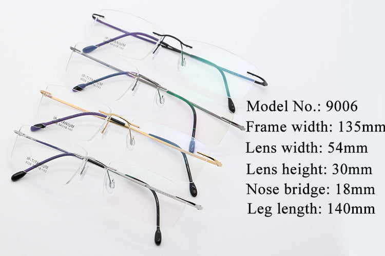 Unisex Rimless Titanium Frame Eyeglasses Customizable Lenses 9006 — view 1 | Bclear at FuzWeb