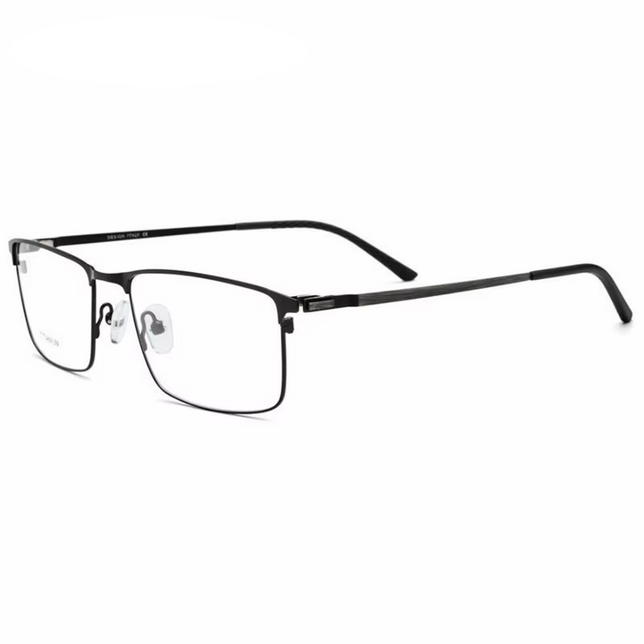 Eleccion Men's Full Rim Square Titanium Alloy Eyeglasses 499847 Full Rim Eleccion Black