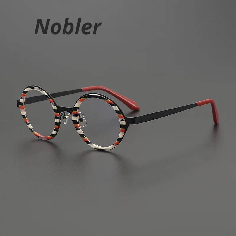 Nobler Unisex Full Rim Round Oval Acetate Titanium Eyeglasses 920167