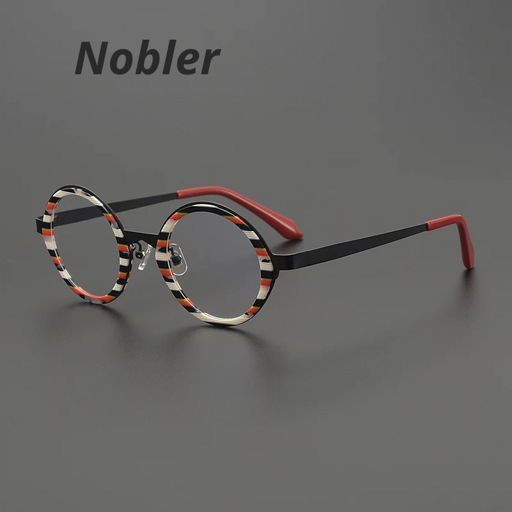 Nobler Unisex Full Rim Round Oval Acetate Titanium Eyeglasses 920167