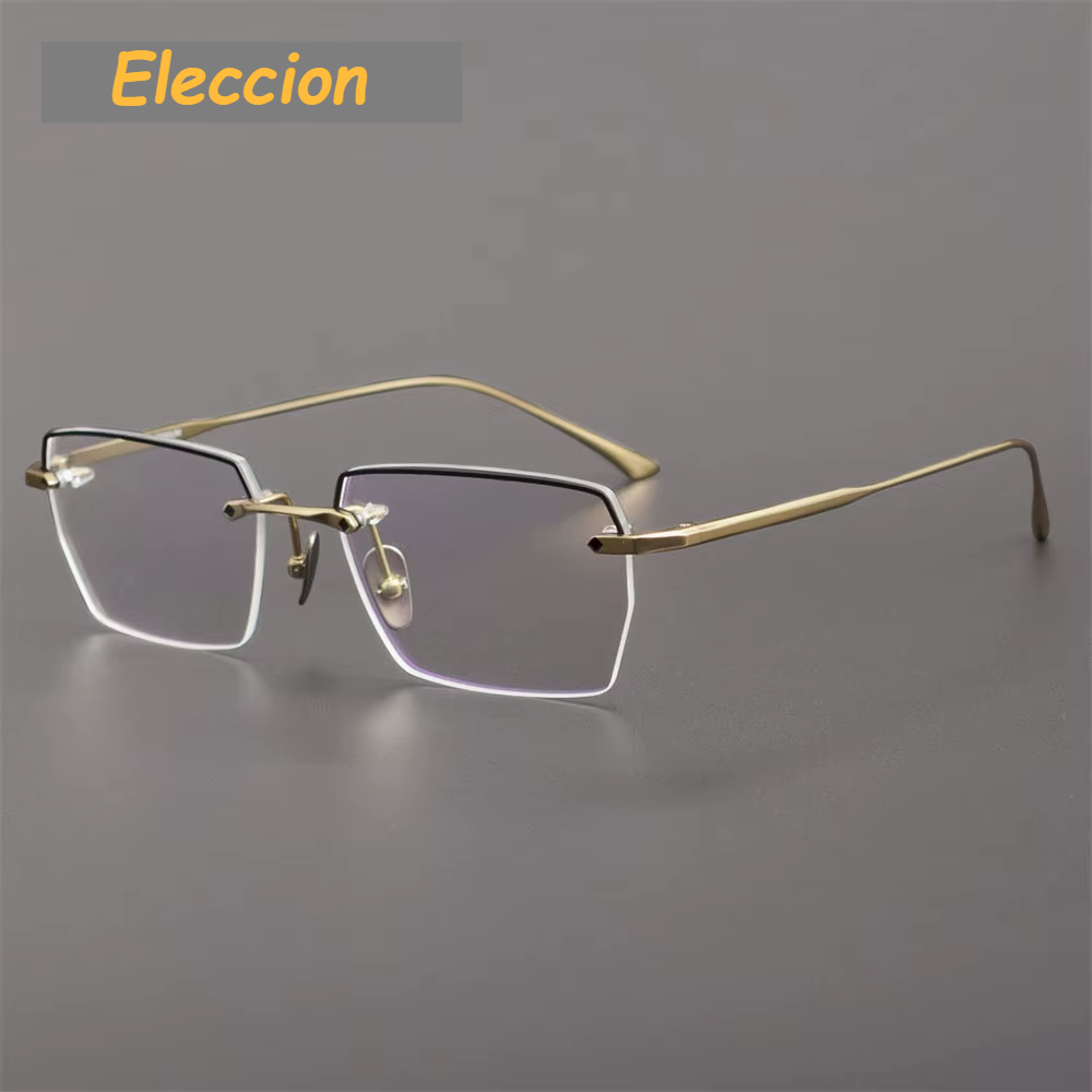 Eleccion Unisex Semi Rim Polygon Square Titanium Eyeglasses 41815