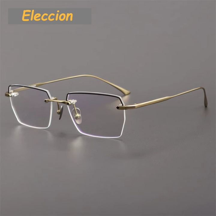 Eleccion Unisex Semi Rim Polygon Square Titanium Eyeglasses 41815