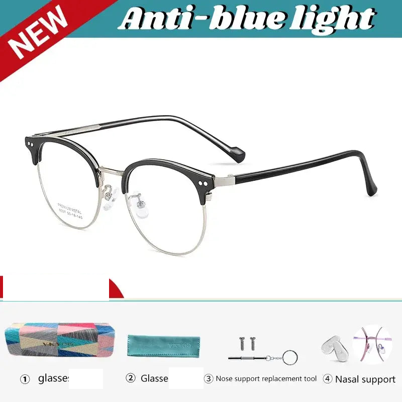 Vicky Men's Full Rim Oval Alloy Acetate Reading Glasses 8037.