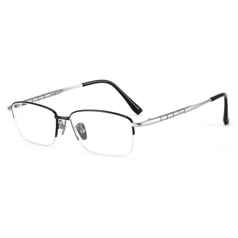 Eleccion Unisex Semi Rim Square Oval Titanium Eyeglasses 98279