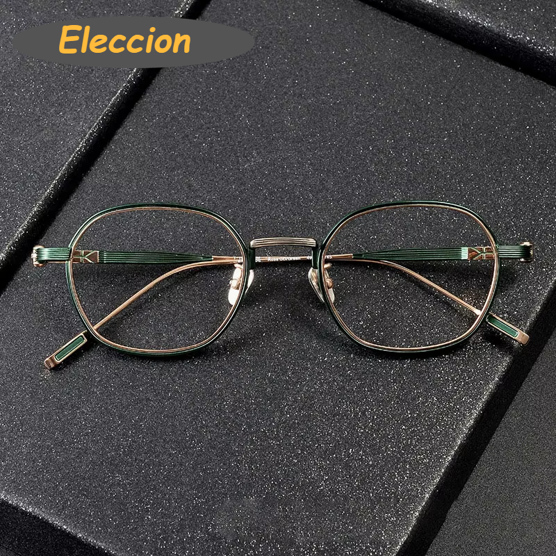 Eleccion Unisex Full Rim Polygon Titanium Eyeglasses 14049 Full Rim Eleccion