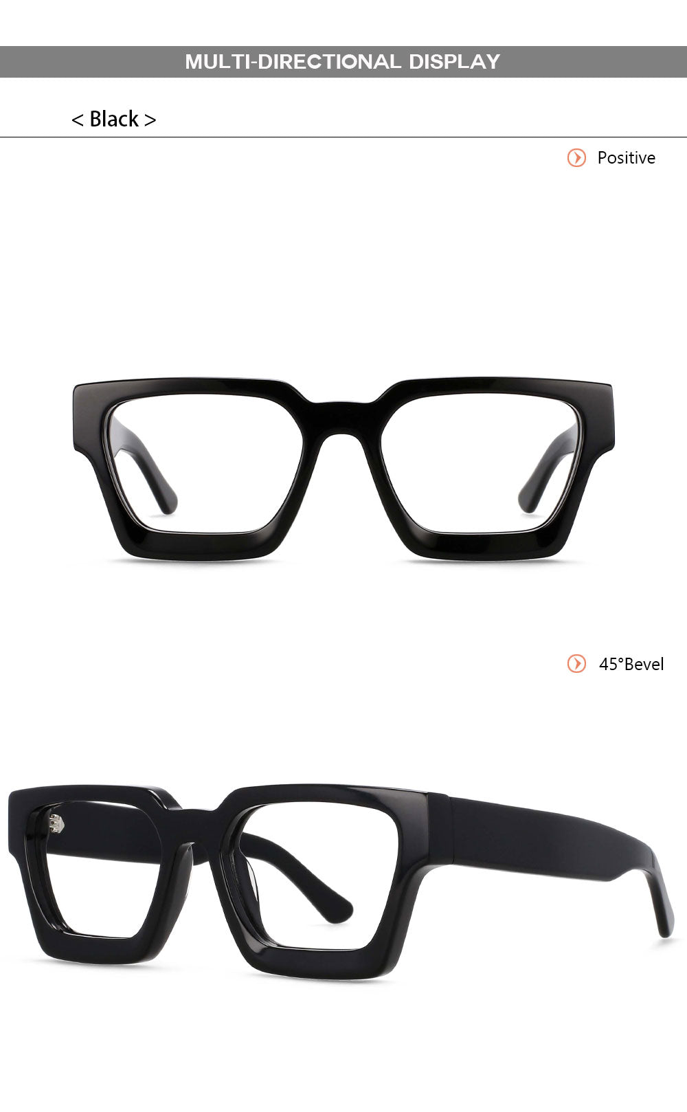 CCspace Unisex Full Rim Square Acetate Frame Eyeglasses 54290.