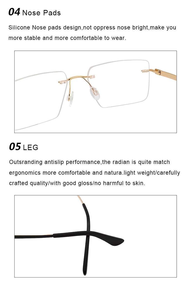 Krasivyy Unisex Rimless Square Screwless Titanium Eyeglasses 95015.