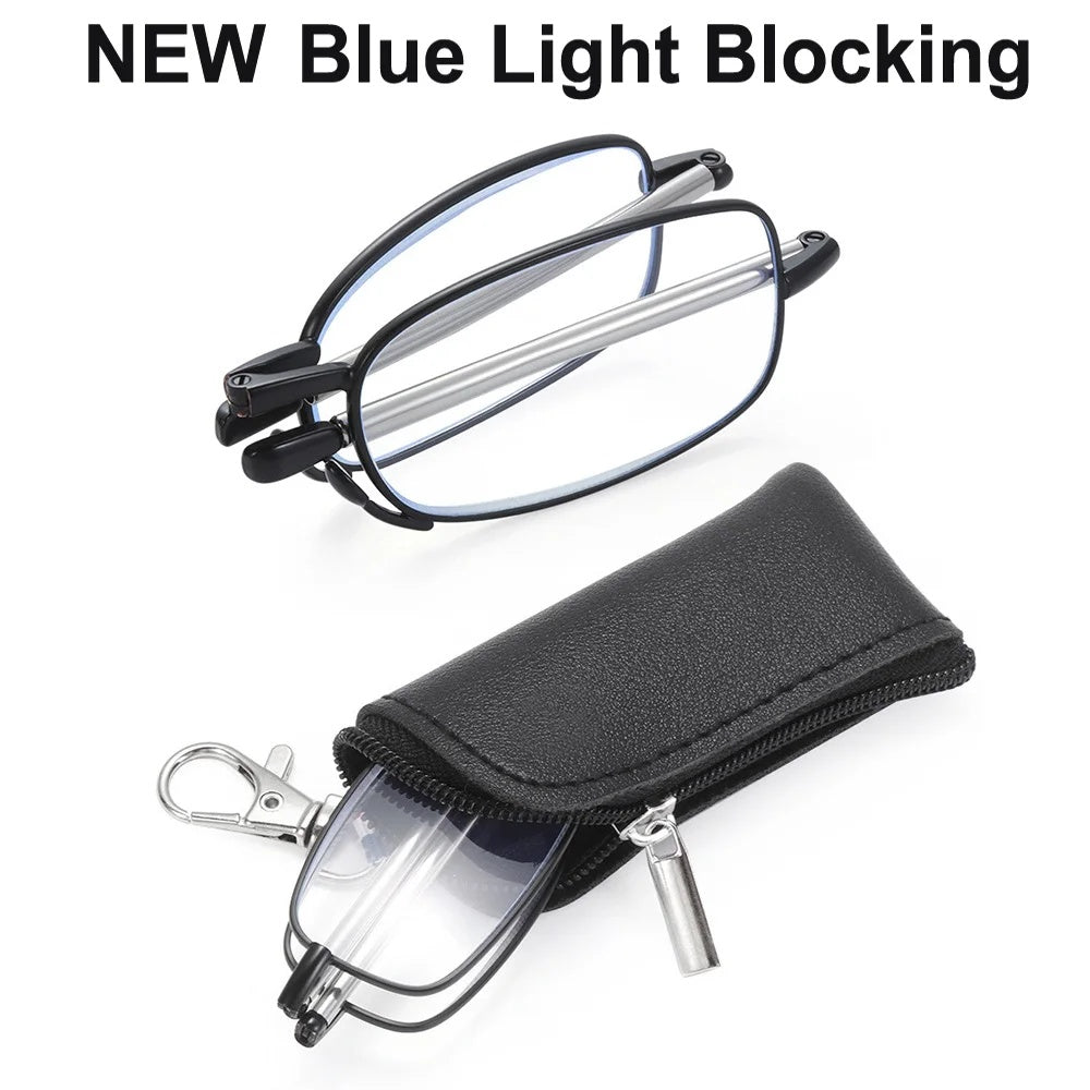 Gootrades Unisex Full Rim Square Alloy Foldable Reading Glasses 5923.