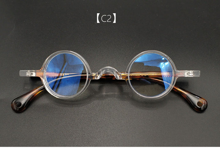 Yujo Unisex Full Rim Small Round 34mm Handcrafted Acetate Eyeglasses.