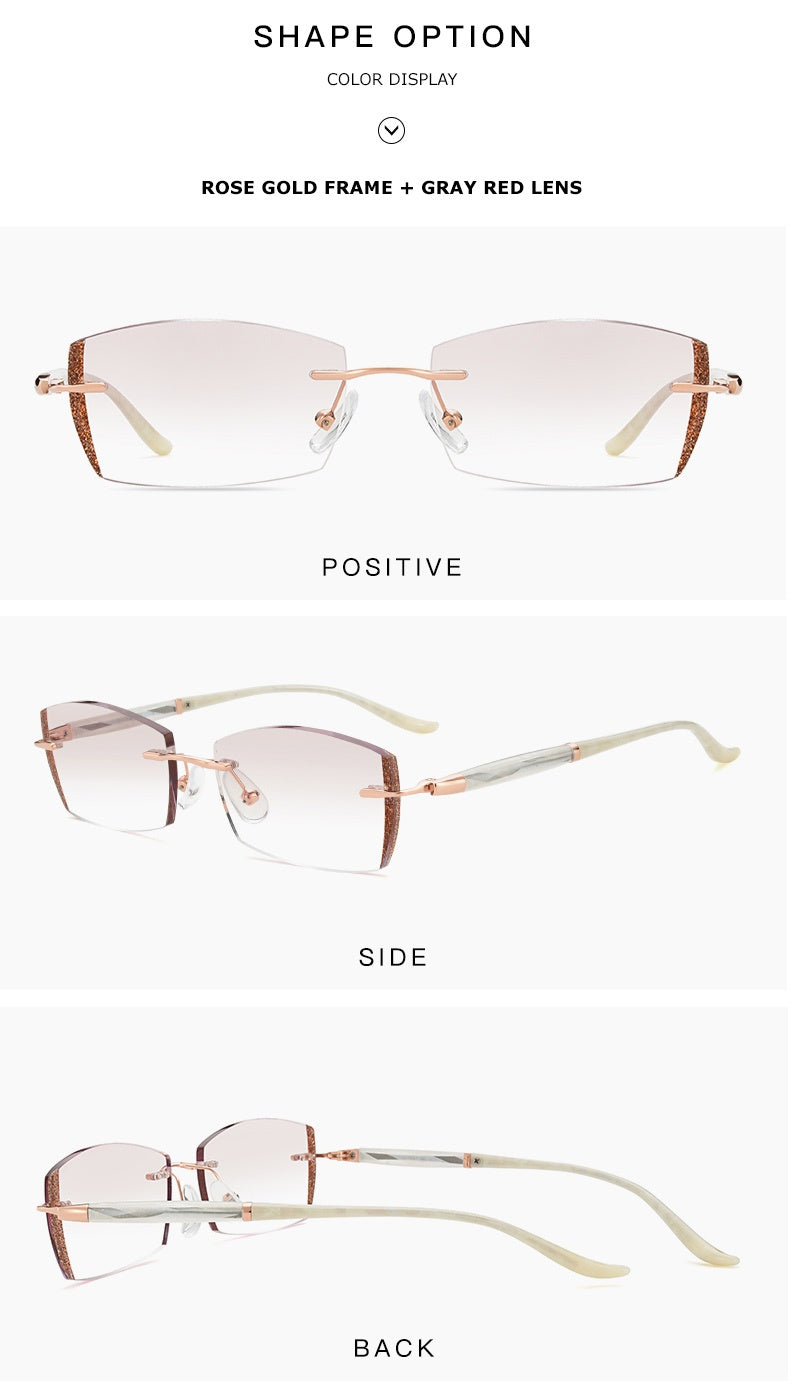 Chashma Ochki Womens Rimless Square Titanium Eyeglasses Tinted Lenses 52025 — view 9 | Chashma Ochki at FuzWeb