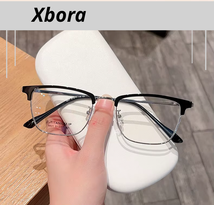 Xbora Unisex Full Rim Square Tr 90 Titanium Alloy Eyeglasses 549831