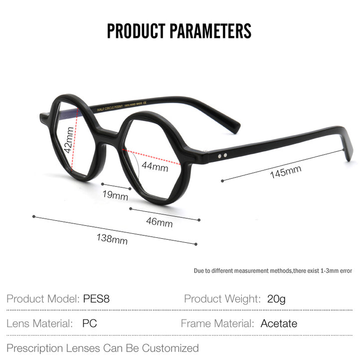 Muzz Mens Full Rim Polygon Acetate Eyeglasses Pes8 — view 5 | Muzz at FuzWeb