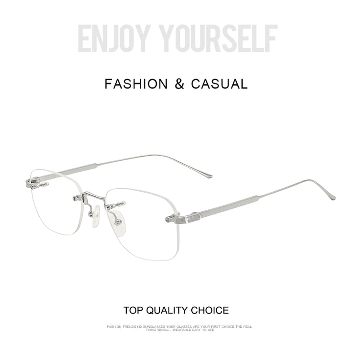 Krasivyy Unisex Rimless Oval Titanium Eyeglasses 2280 — view 1 | Krasivyy at FuzWeb