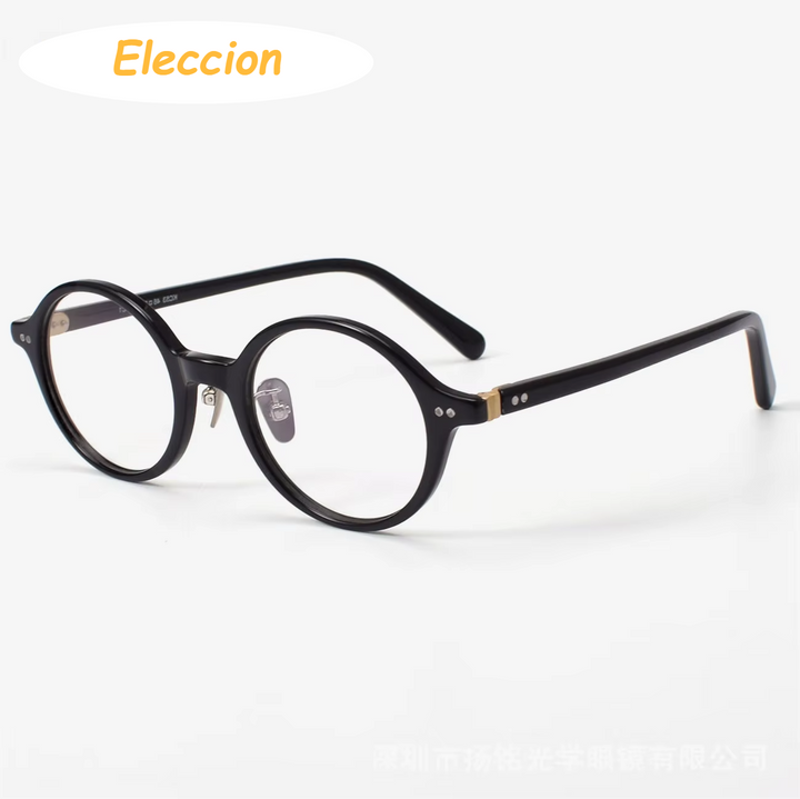 Eleccion Women's Full Rim Round Acetate Eyeglasses 94253 Full Rim Eleccion Black