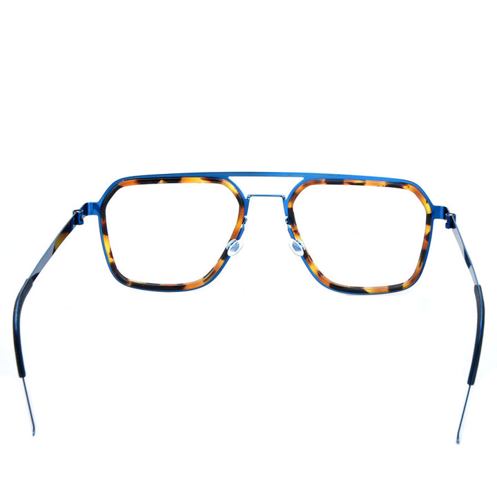 Aimee Unisex Full Rim Square Double Bridge Titanium Acetate Eyeglasses 19753.