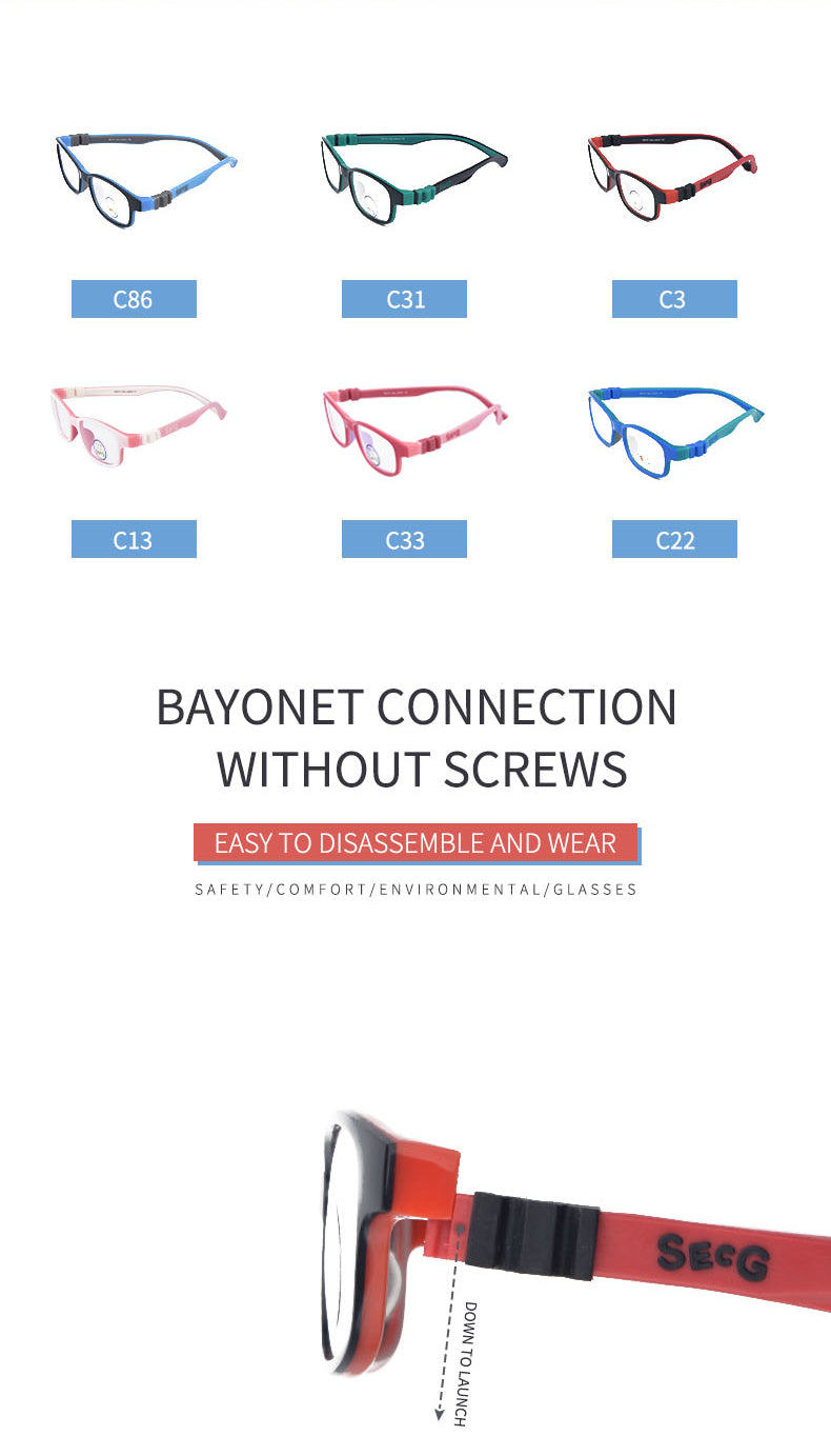 Secg Unisex Youth Full Rim Square Tr 90 Silicone Eyeglasses 3018.