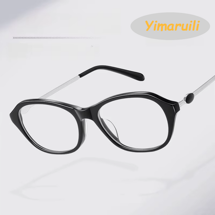 Yimaruili Women's Full Rim Square Cat Eye Acetate Alloy Eyeglasses 94053 Full Rim Yimaruili Eyeglasses