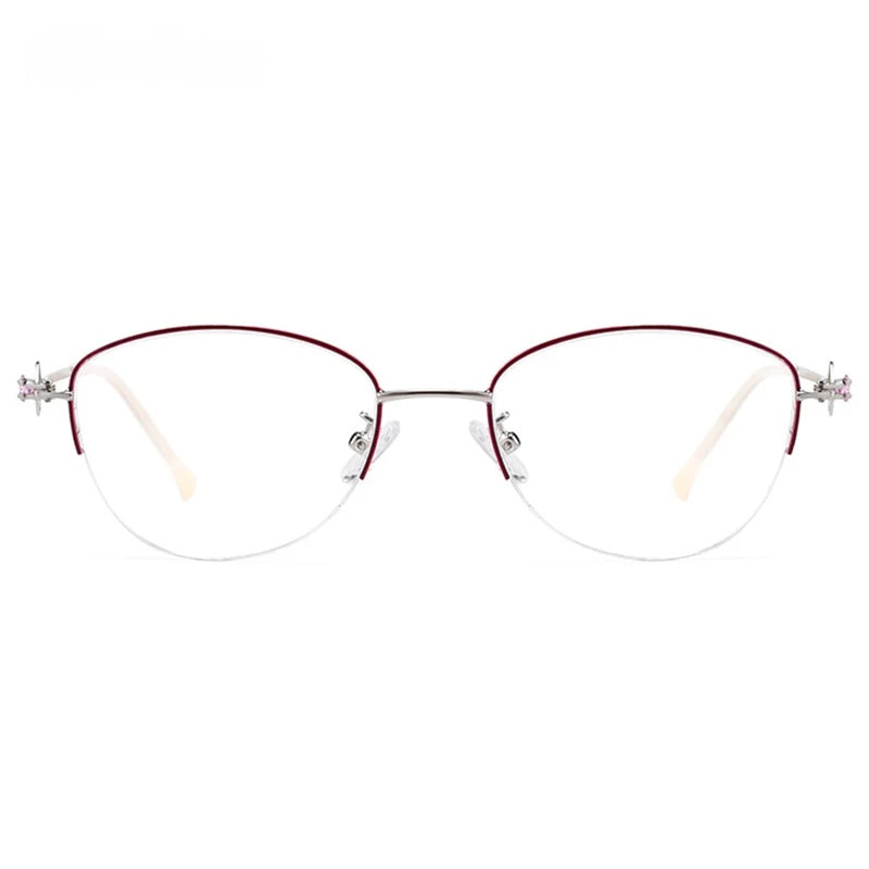 Chashma Ochki Womens Semi Rim Square Cat Eye Stainless Steel Eyeglasses 8025 — view 8 | Chashma Ochki at FuzWeb