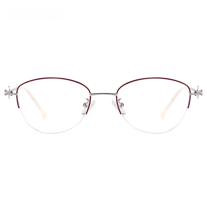 Chashma Ochki Womens Semi Rim Square Cat Eye Stainless Steel Eyeglasses 8025 — view 8 | Chashma Ochki at FuzWeb