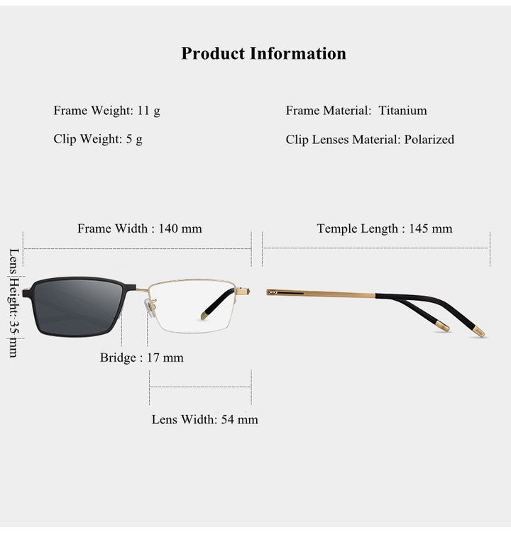 Chashma Mens Semi Rim Square Titanium Eyeglasses Clip On Sunglasses 587071 — view 1 | Chashma at FuzWeb