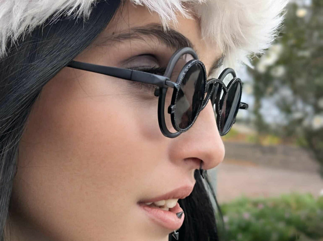 Black Mask Unisex Full Rim Round Titanium Eyeglasses Clip On Sunglasses 495976