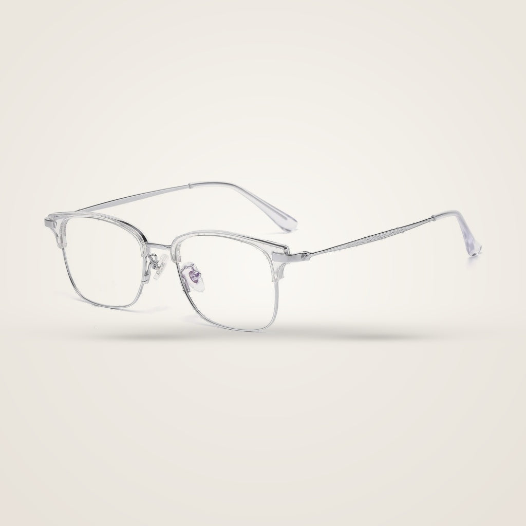 Bclear Unisex Half Rim Round TR90 Titanium Eyeglasses 1665 — view 3 | Bclear at FuzWeb