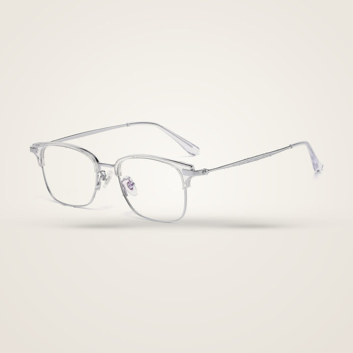 Bclear Unisex Half Rim Round TR90 Titanium Eyeglasses 1665 — view 3 | Bclear at FuzWeb