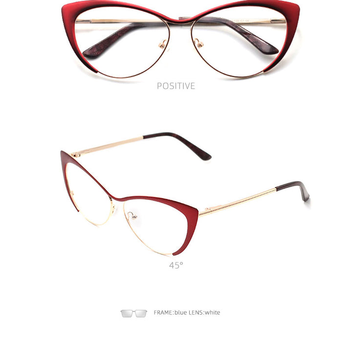 Laoyehui Womens Full Rim Gold Cat Eye Alloy Myopic Reading Glasses Anti-Blue 8077-1 — view 9 | Laoyehui at FuzWeb