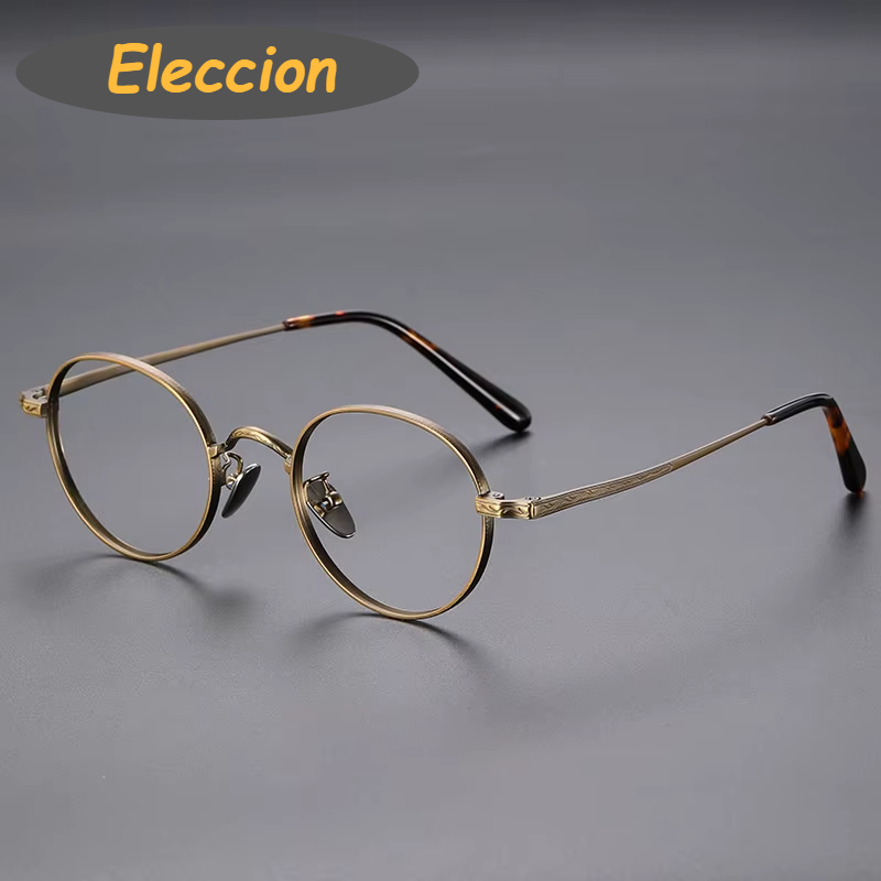 Eleccion Unisex Full Rim Round Titanium Eyeglasses 14022