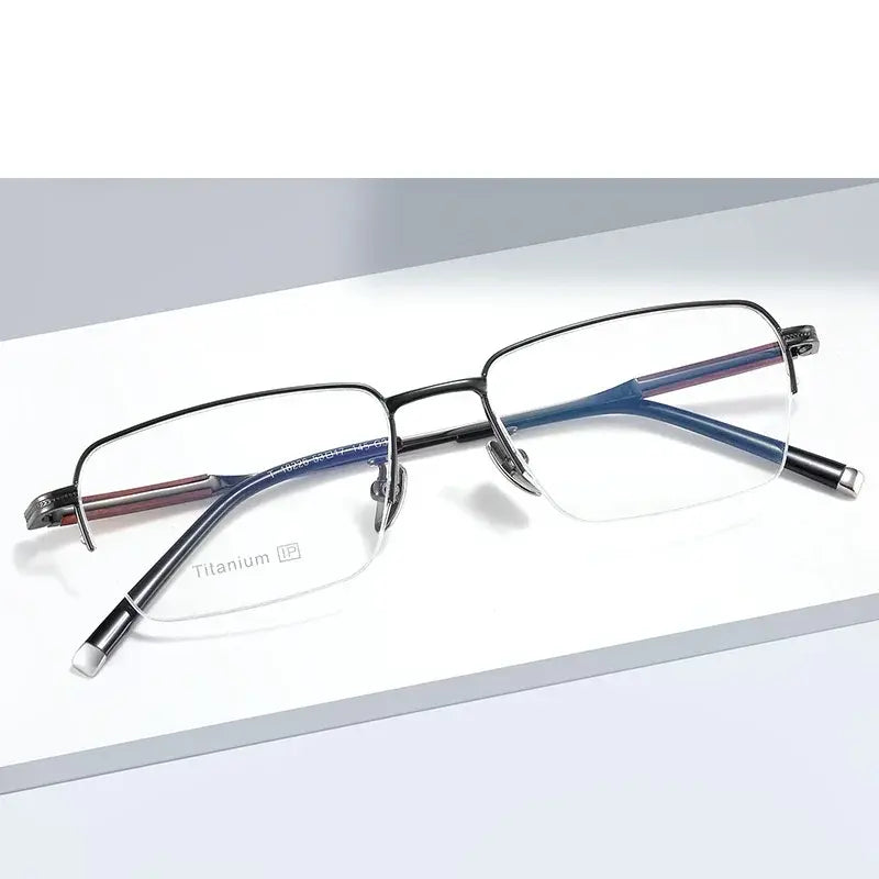 Hdcrafter Womens Semi-Rimless Rectangle Titanium Frames 182260 FuzWeb