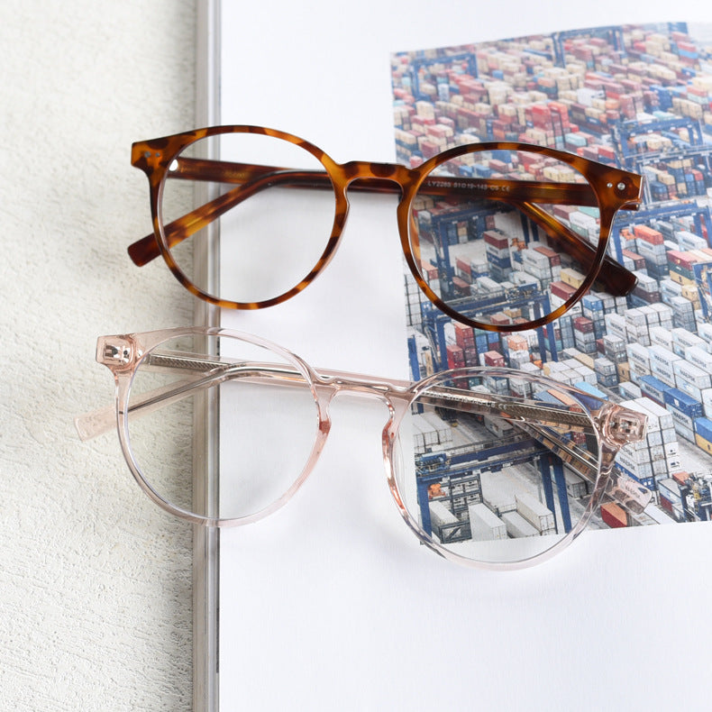 CCspace Unisex Full Rim Round Tr 90 Titanium Eyeglasses 55868.