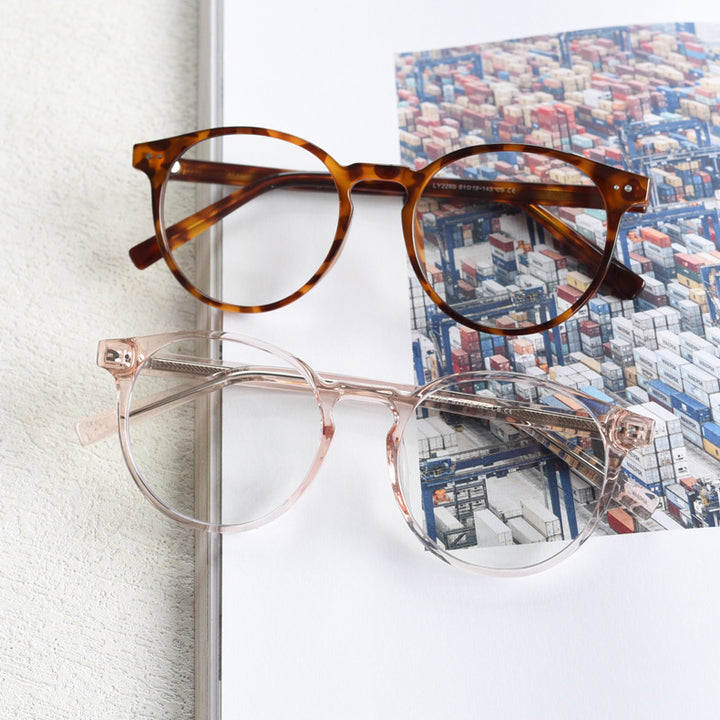 CCspace Unisex Full Rim Round Tr 90 Titanium Eyeglasses 55868.