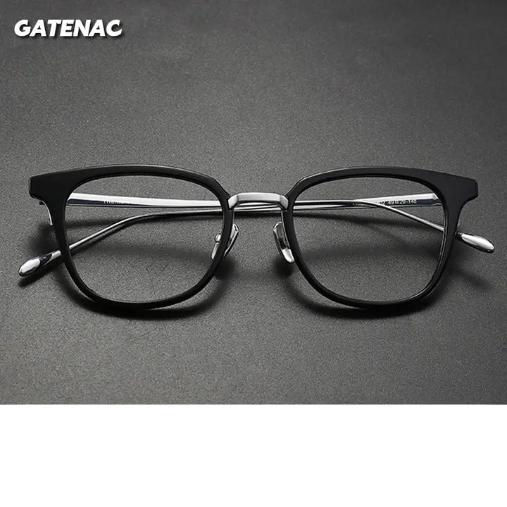 Gatenac Unisex Full Rim Square Acetate Titanium Eyeglasses 679903 — view 1 | Gatenac at FuzWeb