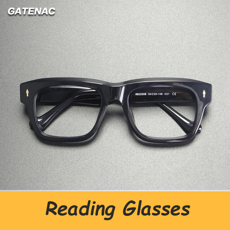 Gatenac Unisex Full Rim Big Square Acetate Reading Glasses 882290
