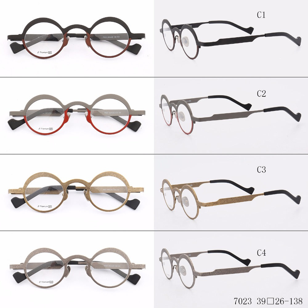 Muzz Unisex Full Rim Round Titanium Frame Eyeglasses T7023.