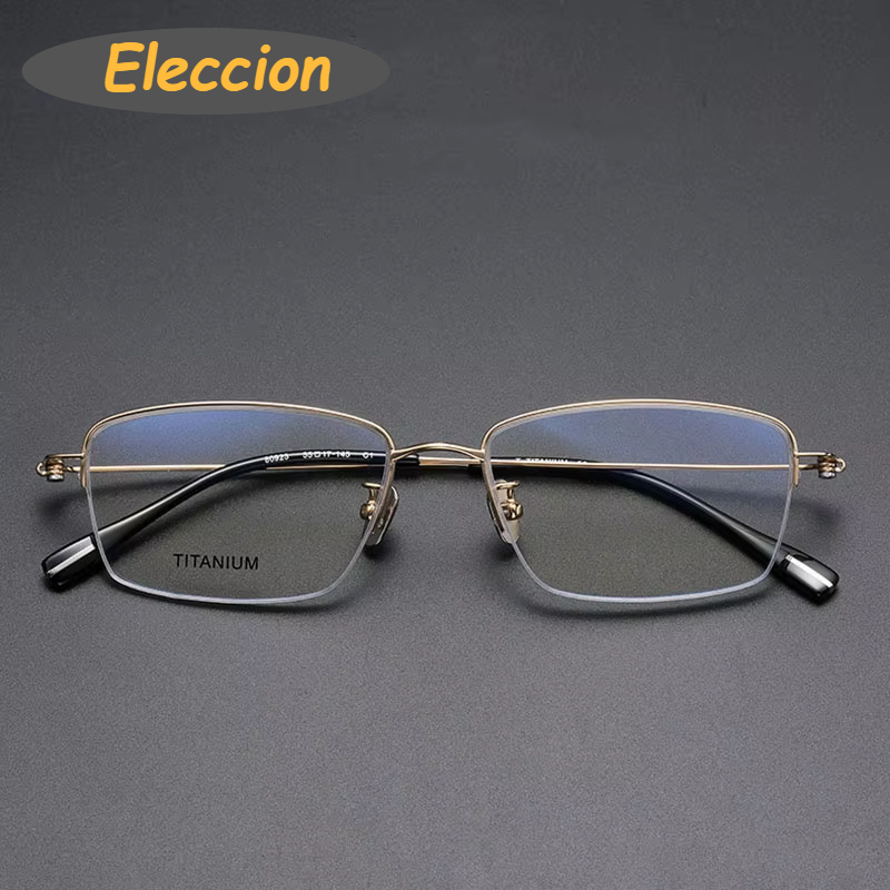 Eleccion Men's Semi Rim Square Titanium Eyeglasses 80923 Semi Rim Eleccion